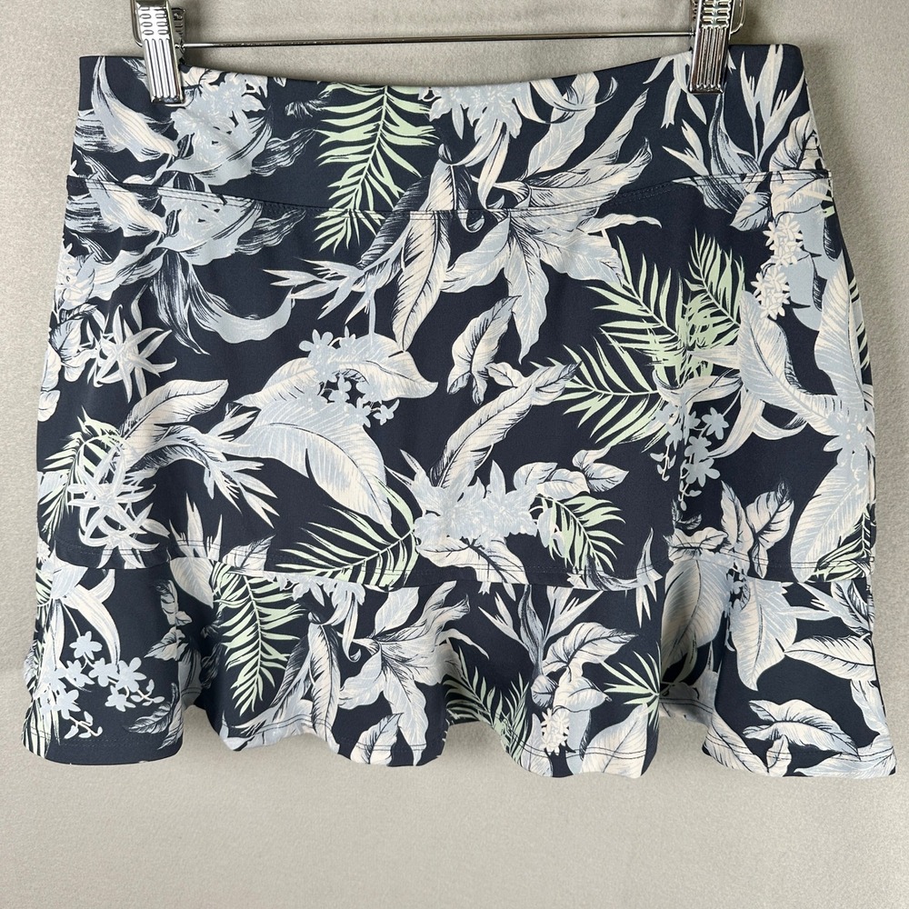 Tommy Bahama Skort Women L Navy Blue Tropical Floral Athletic Polyester EUC